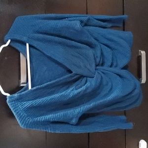 Womens  size large Express V-neck crop knotted sweater dark blue